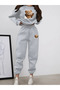 Unisex Men's and Women's Bear Ripped Printed 3 Thread Crew Neck Sweatpants Set