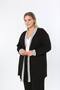 Women's Plus Size Stripe Detailed Long Sleeve Open Front Stretchy Viscose Cardigan 25001 Black - 3