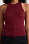 Women's Ribbed Sleeveless Halter Neck Crop Knit Blouse - 2