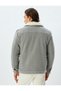 Plush Collar Jacket Slim Fit Pocket Detail Zippered Cotton Blend - 5