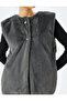 Faux Fur Crew Neck Buttoned Sleeveless Vest - 5