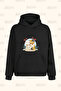 Design Cats Love Front Print Unisex Black Pocket Hooded Sweatshirt - 2 Thread - Hoodie