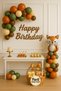 Happy Birthday Fox Themed Party Balloon Set |   Decoration with Orange Green Coffee White Balloons - 3