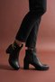 Women's Chain Zippered Daily Use Short Heeled Boots Shoes - 2