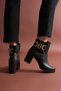 Women's Chain Zippered Daily Use Short Heeled Boots Shoes - 3