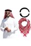 Coolwife Traditional Arab Keffiyeh Desert Scarf with Aqel Rope Men Headscarf