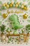 Dinosaur Themed Birthday Balloon Decoration Set Green Gold |   Retro Dinosaur Foil Including Heart and Star - 3