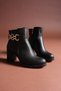 Women's Chain Zippered Daily Use Short Heeled Boots Shoes - 4