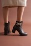 Women's Chain Zippered Daily Use Short Heeled Boots Shoes - 7