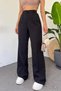 Black Palazzo Pants with Button Closure Atk002
