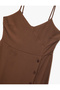 Buttoned V-Neck Viscose Midi Dress with Rope Straps - 3