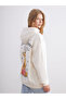 Beige Winnie the Pooh Printed Oversize Women's Thick Hoodie - 2