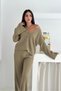 Oversized V-Neck Buttoned Knit Top and Bottom Set AW25AU0007 - 5