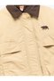 Long Sleeve Pocketed Color Block Zippered Shirt Collar Bomber Coat - 4
