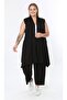Women's Plus Size Asymmetrical Cut Vest Flexible Viscose Cardigan 25005 Black - 4