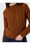 Long Sleeve Crew Neck Geometric Textured Knit Sweater - 5
