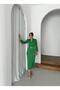 Women's Pleated Sleeve Evening & Wedding Dress with Gold Belt - 2