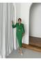 Women's Pleated Sleeve Evening & Wedding Dress with Gold Belt - 3
