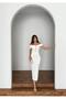 Women's Imported Fabric Boat Neck Stone Detail Evening Dress