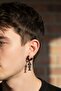 Compression Non-Piercing Trend Fishbone Model Dangle Men Women Unisex Steel Black Earrings 1 Pcs. - 5