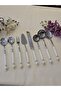 8 Piece Rustic Porcelain Serving Spoon Set Silver - 3