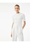 Pearl Embroidery Detailed Short Sleeve Crew Neck Hair Knit Sweater