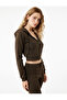 Cotton Pocket Long Sleeve Zipper Hooded Crop Sweatshirt
