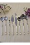 8 Piece Rustic Porcelain Serving Spoon Set Silver - 2