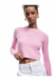 Long Sleeve Crew Neck Knit Crop Sweater - 2