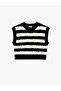 Sleeveless Crew Neck Viscose Blend Striped Knitwear Sweater