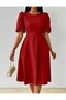 Women's Balloon Sleeve Midi Length Flared Dress