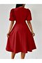 Women's Balloon Sleeve Midi Length Flared Dress - 4