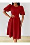 Women's Balloon Sleeve Midi Length Flared Dress - 5