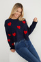 Heart Embroidered Crop Knit Sweater - 2