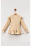 Ruffled Corduroy Girls' Long Sleeve Cardigan - 6