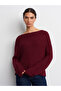 10804 Boat Neck Draped Knitwear Sweater-Burgundy