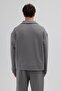 Oversize Front Zipper Stand Collar Sweatshirt Smoked - 6