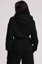 Relaxed Fit Basic Crop Hoodie Black - 2