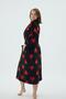 Women's Black Red Heart Patterned Fleece Long Dressing Gown C0T0N371 - 6