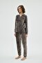 Women's Velvet Lace Detailed Long Sleeve Coffee Pajama Set C2T0N171