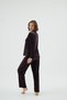 Women's Plum Lace Detailed Velvet Long Sleeve Pajama Set C2T6N171 - 4