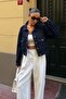 Alaçati Style Women's Navy Blue Double Pocket Button Closure Crop Denim Jacket Vs00980 - 3