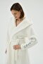 Women's Hooded Soft Textured Pocketed Belted Ecru Dressing Gown C0T8N071 - 3