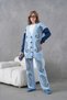 Women's Sleeves Denim Detailed Beaded Wide Fit Knitwear Cardigan and Pants Bottom-Top Set