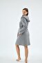 Women's Hooded Belted Fleece Gray Dressing Gown C4T9N071 - 4