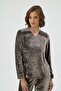 Women's Velvet Lace Detailed Long Sleeve Coffee Pajama Set C2T0N171 - 3