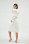 Women's Hooded Soft Textured Pocketed Belted Ecru Dressing Gown C0T8N071 - 4