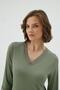 Women's Khaki Lace Detailed V-Neck Short Sleeve Nightgown C3T1N171 - 4