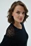 Women's Black Lace Detailed V-Neck Long Sleeve Pajama Set C4T2N271 - 5