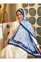 Patterned Bamboo Shawl Tok Duran Women's Shawl Navy Blue Baby Blue Bk15 - 4
